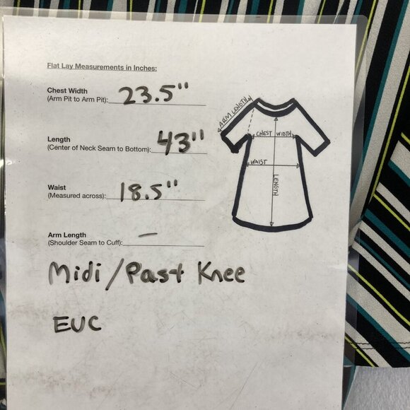 Torrid Midi Dress Womens 2 2X Black Teal Flowy Striped Short Sleeve Fit & Flare - Picture 5 of 14